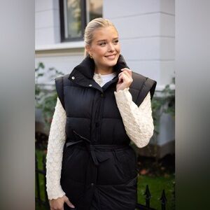 Y.A.S Yasmerla Padded Black Vest with Tie